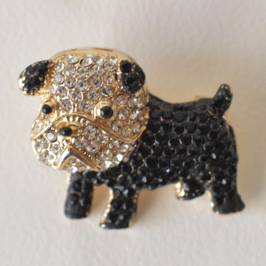 ブローチ フレンチブル ラインストーン キラキラ ブラック かわいい おしゃれ ギフト プレゼント 犬 | ブランド登録なし | 03