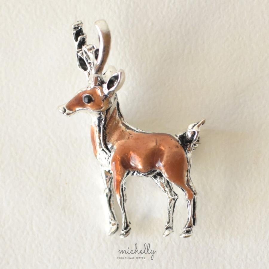 ブローチ 鹿 ブラウン シルバー 動物 ジャケット 帽子 バッグ おしゃれ かわいい ギフト アクセント | ブランド登録なし | 03