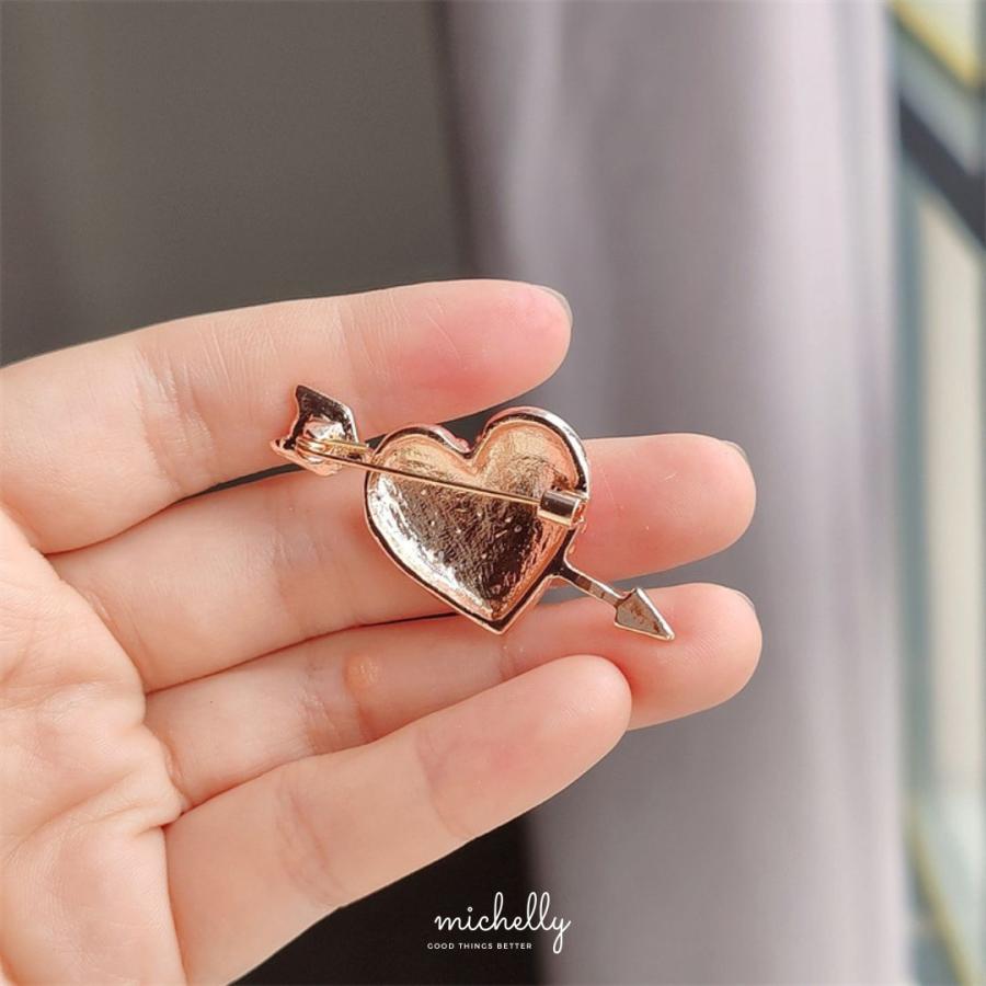 ハート ブローチ 赤 ラインストーン キューピット 矢 大人 可愛い アクセサリー プレゼント バレンタイン | ブランド登録なし | 02