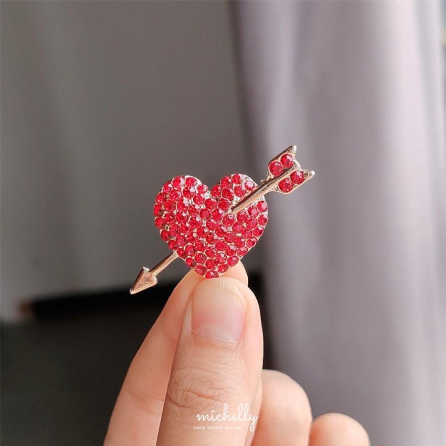 ハート ブローチ 赤 ラインストーン キューピット 矢 大人 可愛い アクセサリー プレゼント バレンタイン | ブランド登録なし | 03