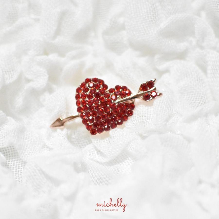 ハート ブローチ 赤 ラインストーン キューピット 矢 大人 可愛い アクセサリー プレゼント バレンタイン | ブランド登録なし | 05