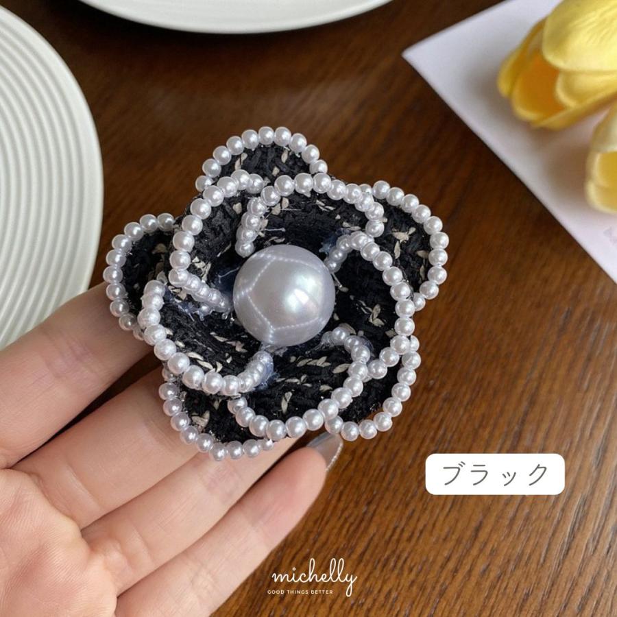 カメリア ブローチ パール ツイード 上品 入学式 卒業式 セレモニー フォーマル コサージュ | ブランド登録なし | 02