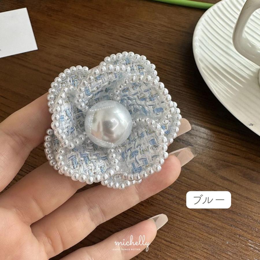 カメリア ブローチ パール ツイード 上品 入学式 卒業式 セレモニー フォーマル コサージュ | ブランド登録なし | 04