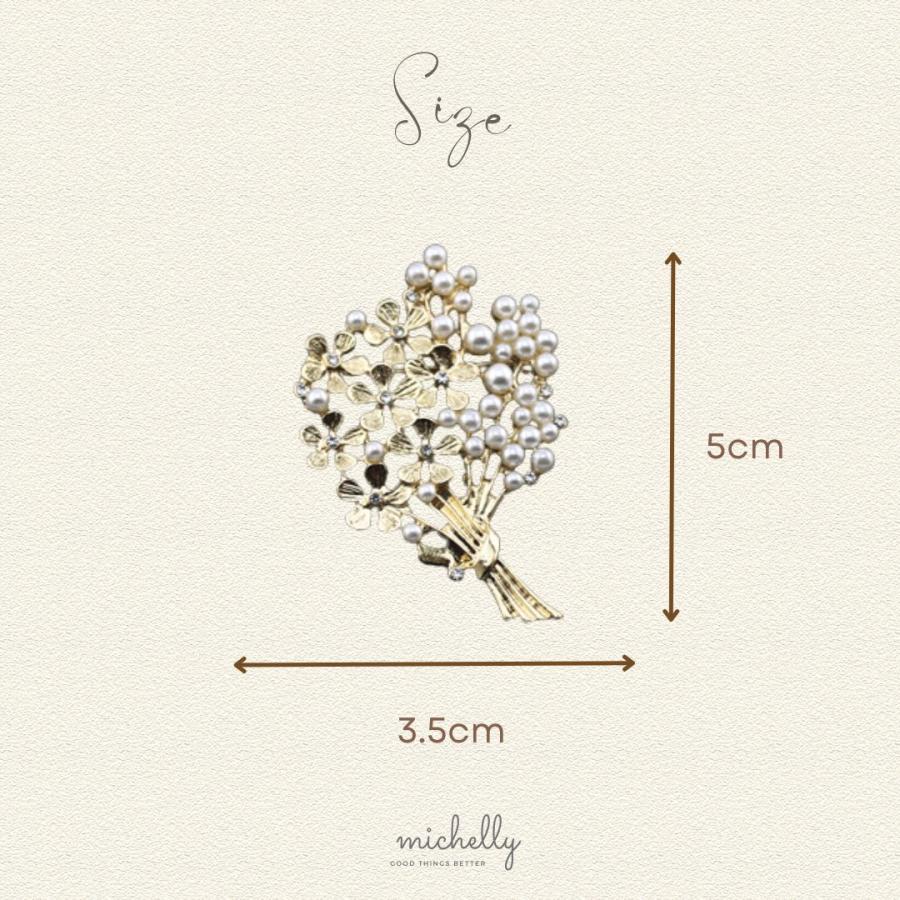 ブーケ ブローチ パール ゴールド 花束 上品 北欧 デイリー 入学式 卒業式 結婚式 フォーマル  母の日 ギフト | ブランド登録なし | 04