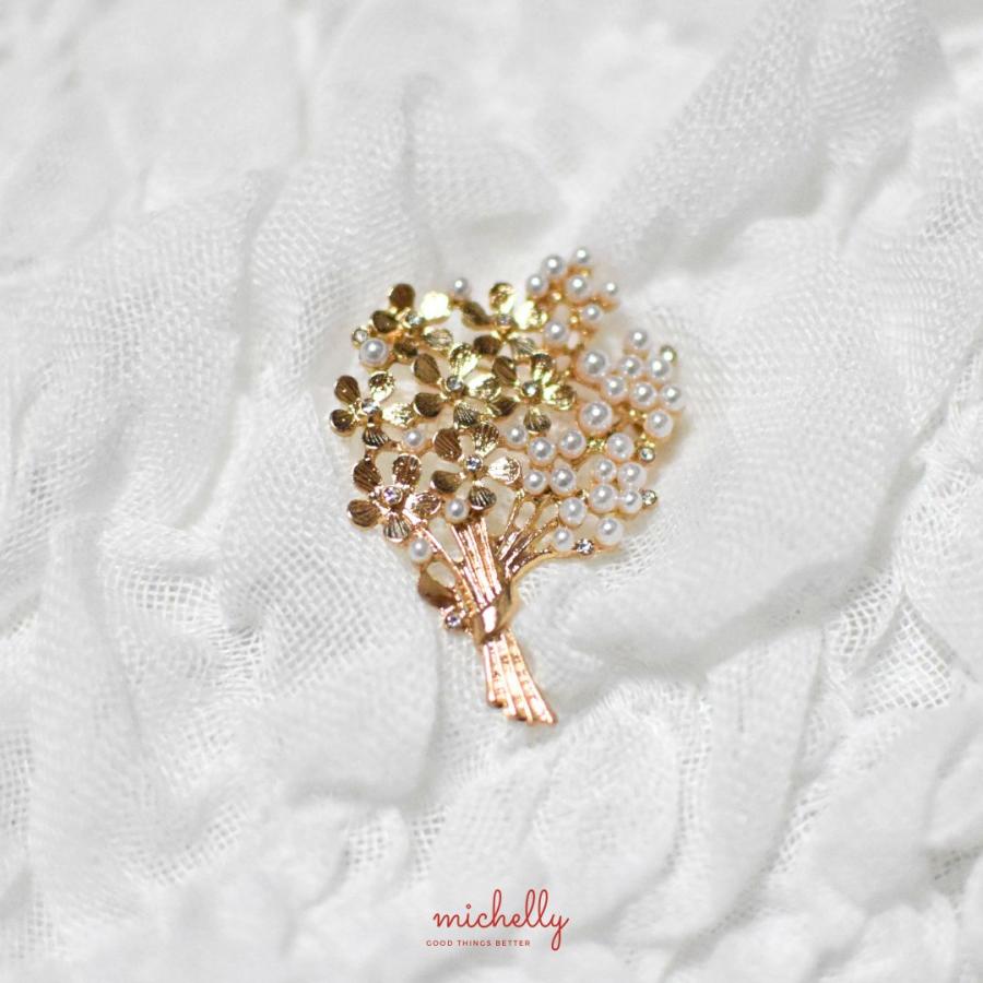 ブーケ ブローチ パール ゴールド 花束 上品 北欧 デイリー 入学式 卒業式 結婚式 フォーマル  母の日 ギフト | ブランド登録なし | 05