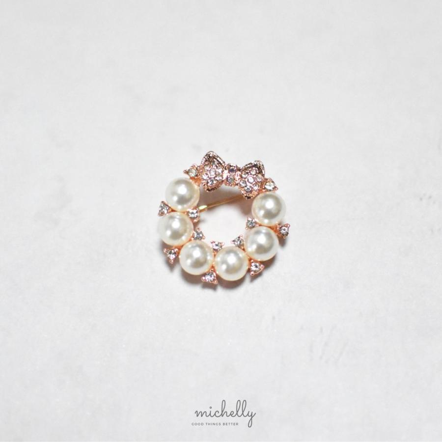 パール ブローチ リボン サークル ゴールド 上品 フォーマル セレモニー 入学式 卒業式 結婚式 | ブランド登録なし | 01