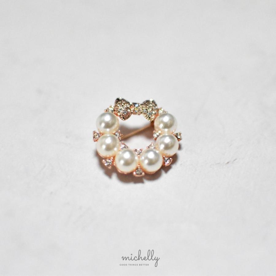 パール ブローチ リボン サークル ゴールド 上品 フォーマル セレモニー 入学式 卒業式 結婚式 | ブランド登録なし | 02