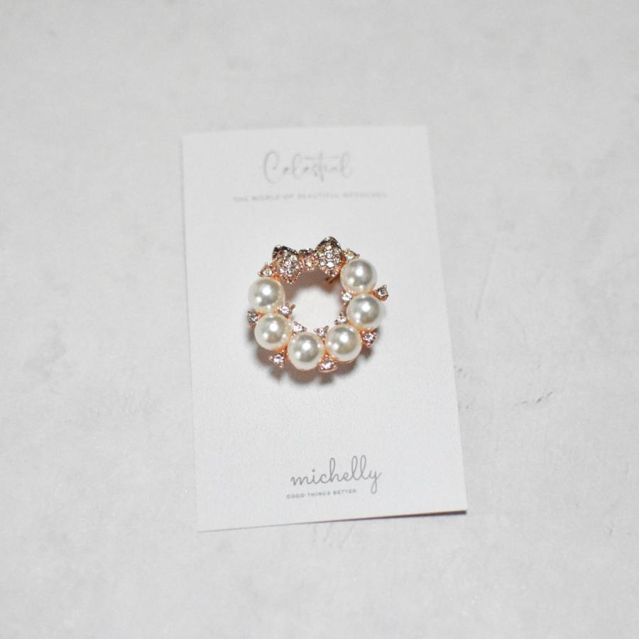 パール ブローチ リボン サークル ゴールド 上品 フォーマル セレモニー 入学式 卒業式 結婚式 | ブランド登録なし | 04