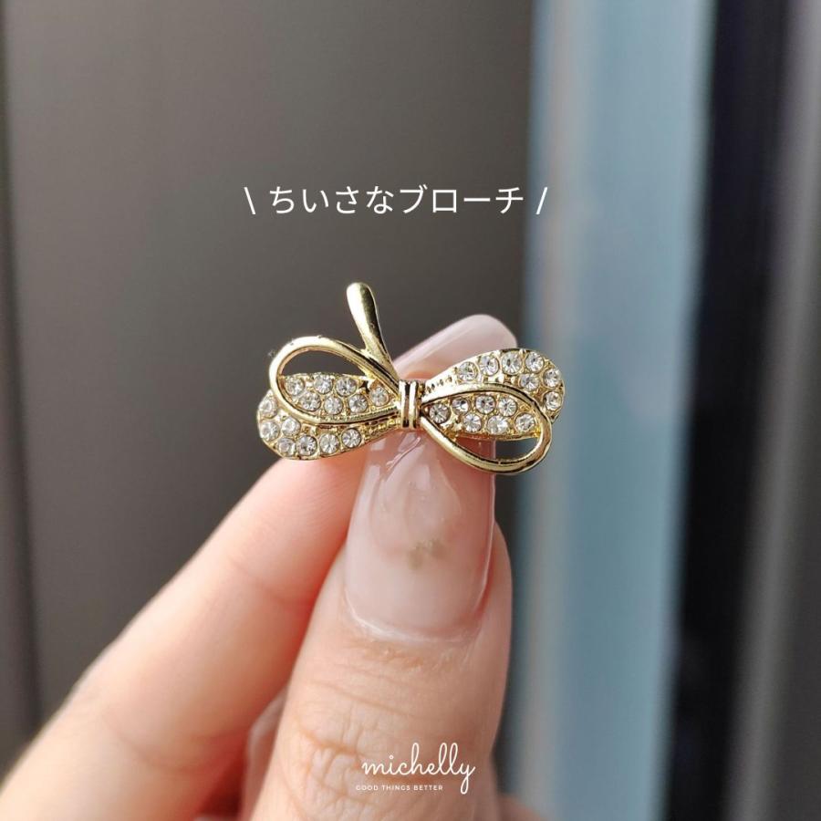 リボン ブローチ 小ぶり ゴールド ビジュー 2.5cm ミニサイズ 卒業式 入学式 卒園式 結婚式 フォーマル 襟元 付け襟 アクセサリー | ブランド登録なし | 01