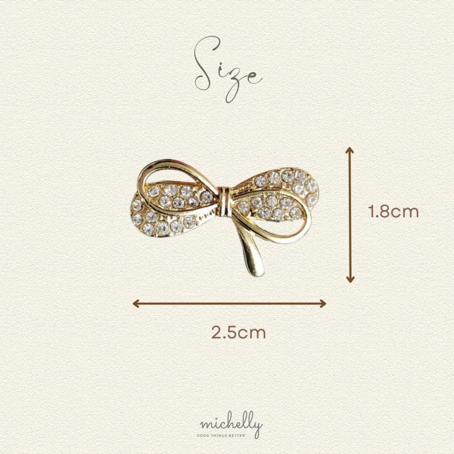 リボン ブローチ 小ぶり ゴールド ビジュー 2.5cm ミニサイズ 卒業式 入学式 卒園式 結婚式 フォーマル 襟元 付け襟 アクセサリー | ブランド登録なし | 03