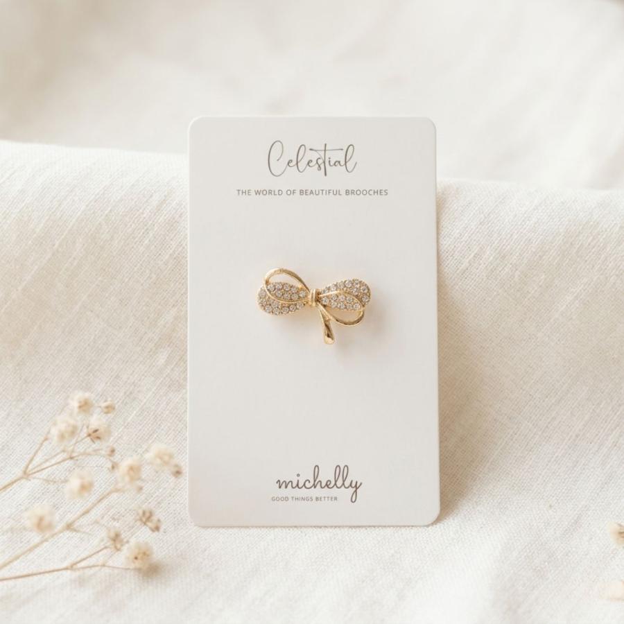 リボン ブローチ 小ぶり ゴールド ビジュー 2.5cm ミニサイズ 卒業式 入学式 卒園式 結婚式 フォーマル 襟元 付け襟 アクセサリー | ブランド登録なし | 05