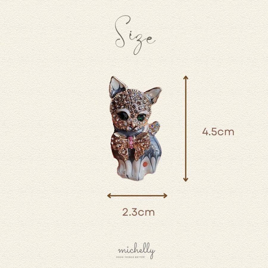 ブローチ 猫 ねこ ネコ ラインストーン キラキラ ゴールド リボン 大人かわいい おしゃれ ギフト プレゼント 母の日 爆買 | ブランド登録なし | 03