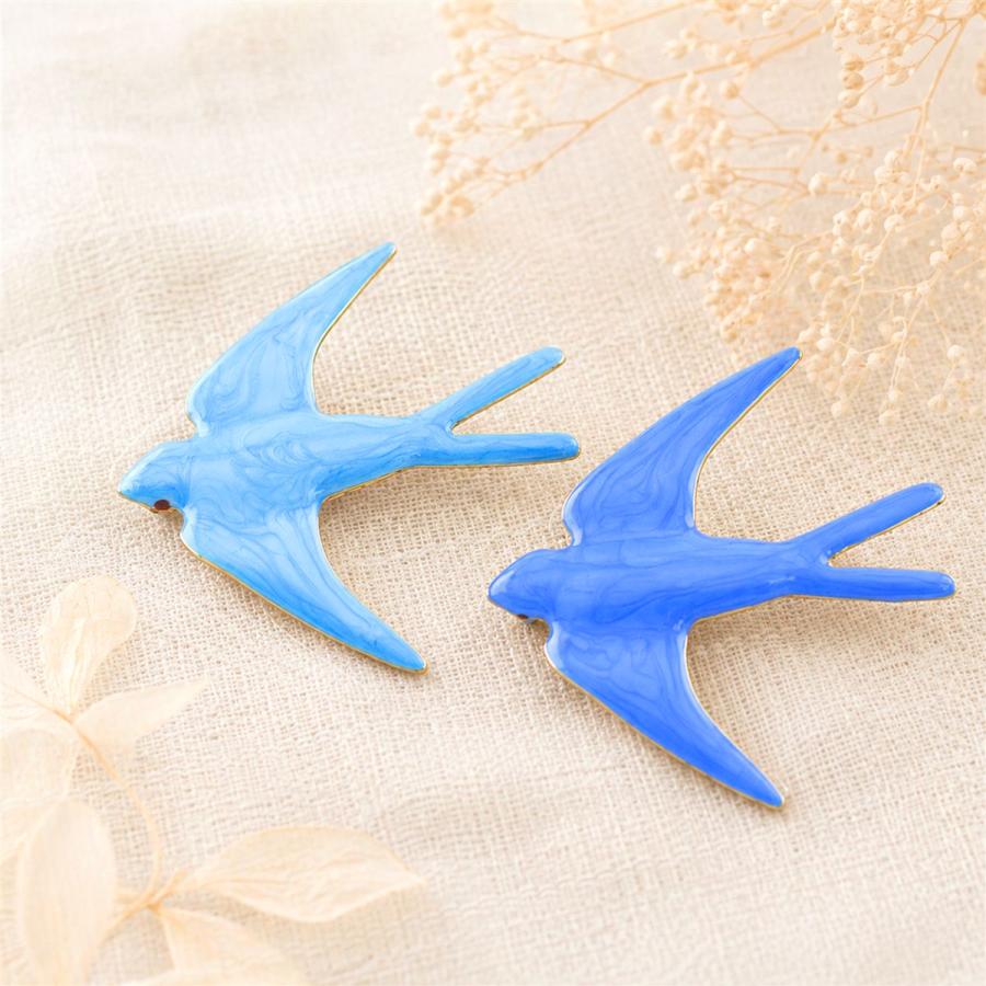 ブローチ つばめ 青 スカイブルー コバルトブルー 軽量 ゴールド 上品 鳥モチーフ 幸運 ギフト | ブランド登録なし | 09