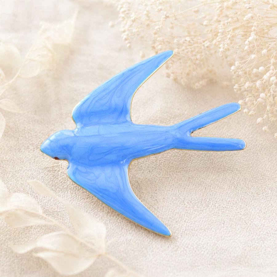 ブローチ つばめ 青 スカイブルー コバルトブルー 軽量 ゴールド 上品 鳥モチーフ 幸運 ギフト | ブランド登録なし | 02