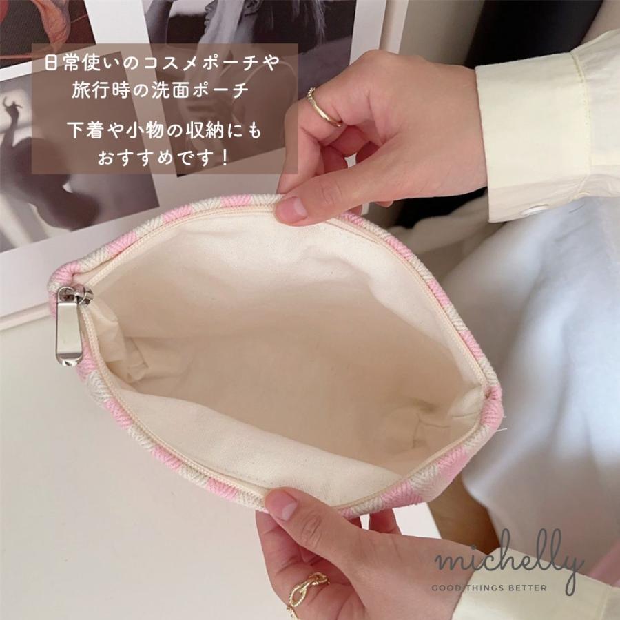 ポーチ 化粧 トラベル ストライプ 小物入れ コスメ 旅行 大きめ おしゃれ 黒 茶 布 メイク サニタリー | ブランド登録なし | 04