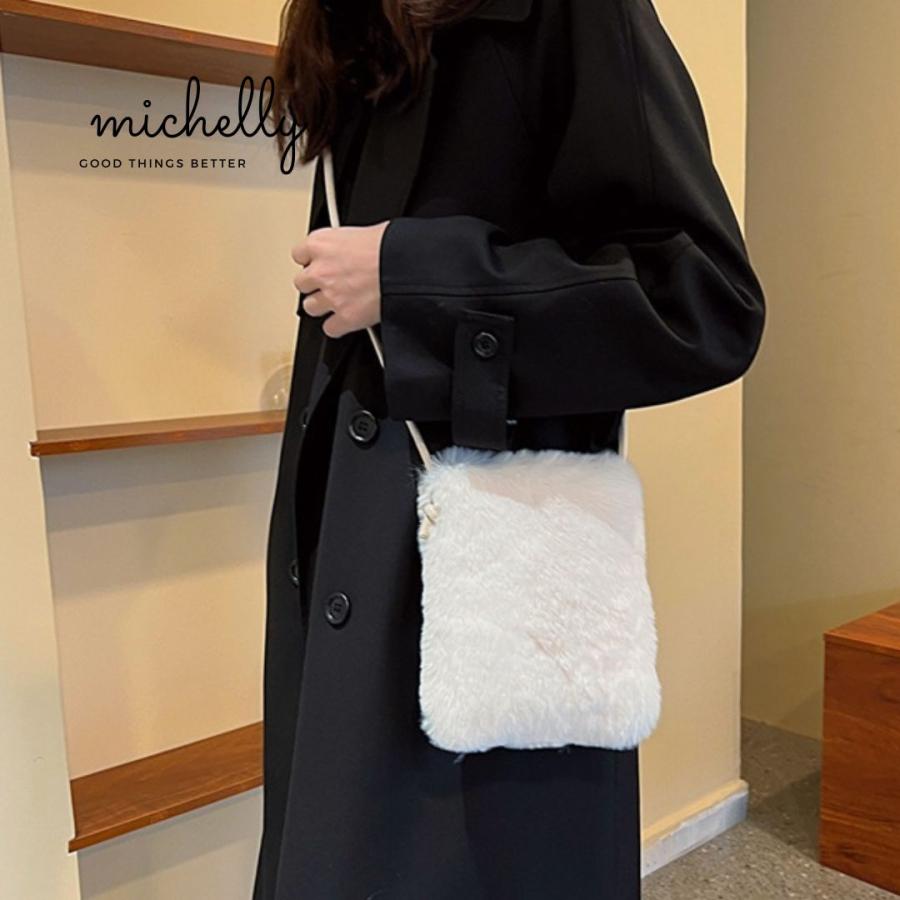 ファーバッグ ショルダー 斜めがけ レディース 小物 ミニ 小さめ きれいめ 秋 冬 軽い 黒 白 | ブランド登録なし | 12