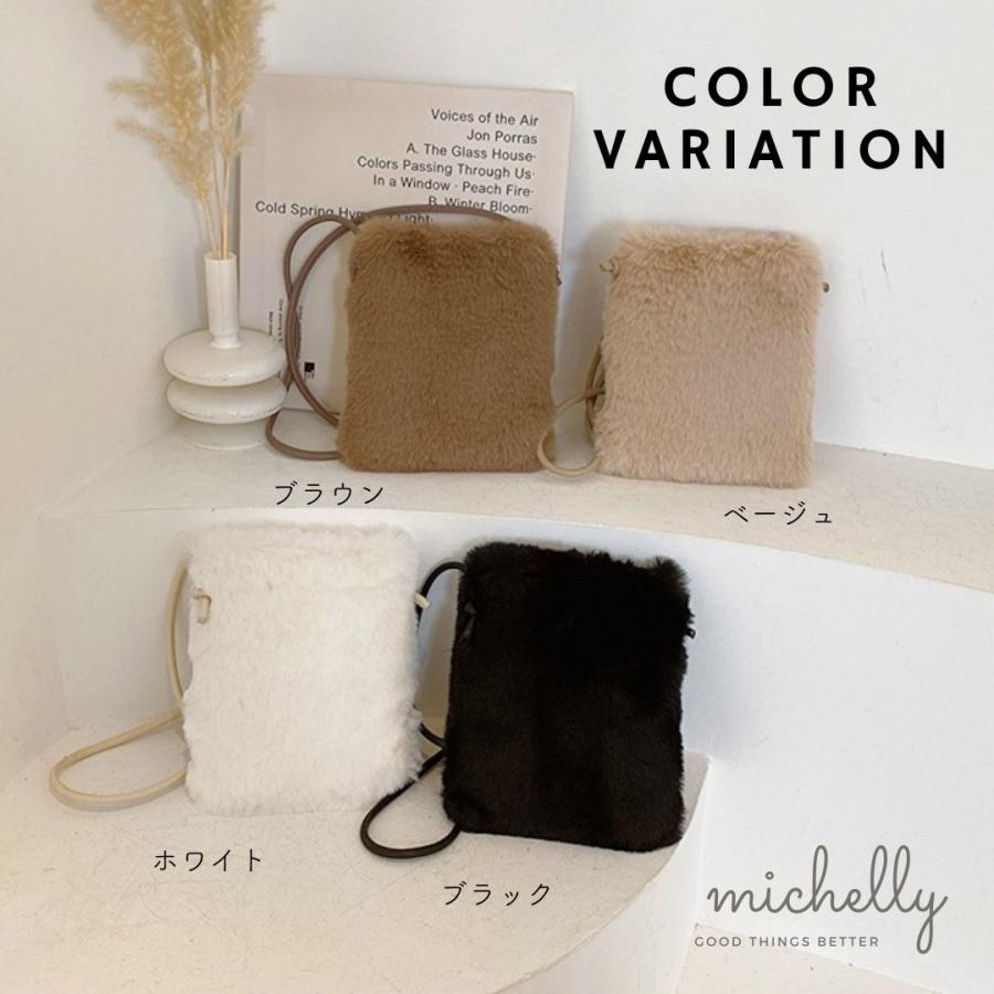 ファーバッグ ショルダー 斜めがけ レディース 小物 ミニ 小さめ きれいめ 秋 冬 軽い 黒 白 | ブランド登録なし | 06