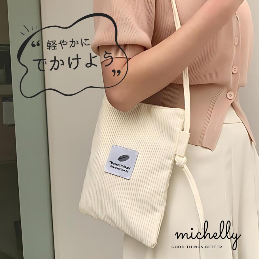 ミニショルダー バッグ スマホ 帆布 コーデュロイ ブラック 黒 ホワイト 白 シンプル 軽い ポシェット | ブランド登録なし | 11