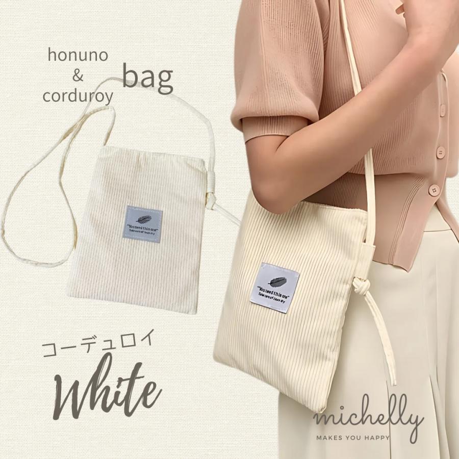 ミニショルダー バッグ スマホ 帆布 コーデュロイ ブラック 黒 ホワイト 白 シンプル 軽い ポシェット | ブランド登録なし | 02