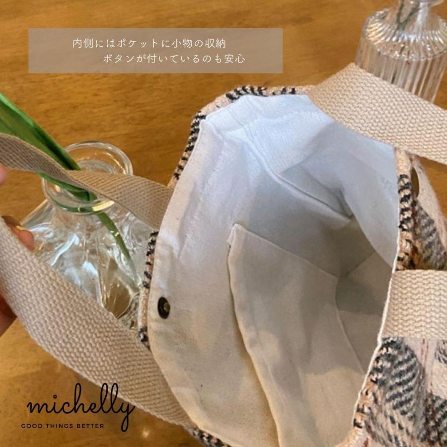 トートバッグ ミニ 小さめ チェック ブラック ウール 軽い 秋冬 シンプル | ブランド登録なし | 06