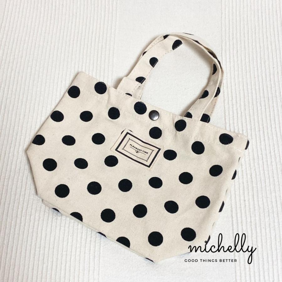 トートバッグ 水玉 ドット ブラック ミニ ランチ おでかけ 軽い カジュアル かわいい 帆布 キャンバス レディース | ブランド登録なし | 09