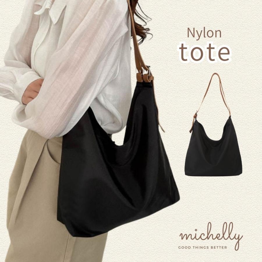 トートバッグ ナイロン レディース 黒 ショルダー 軽量 大きめ 通勤バッグ シンプル 大人 | ブランド登録なし