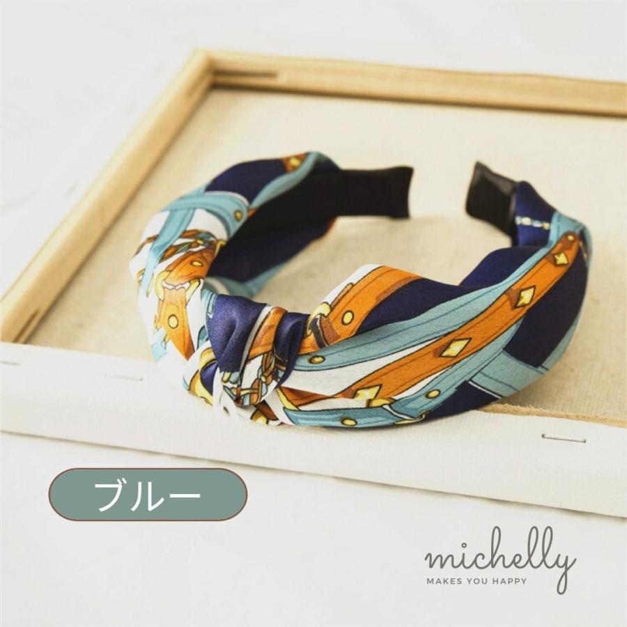 カチューシャ スカーフ柄 大人 アレンジ リボン ブルー イエロー ピンク グリーン 痛くない 20代 30代 40代 50代 | ブランド登録なし | 03