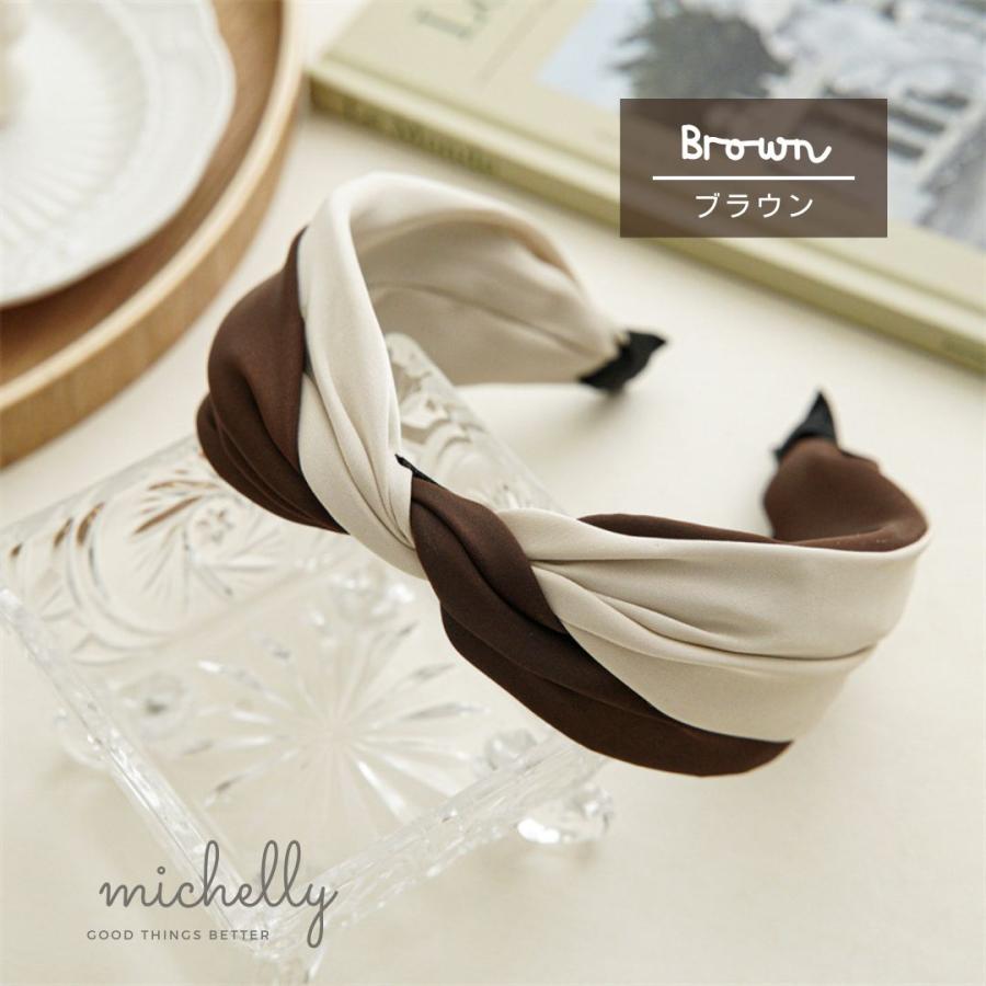 カチューシャ 幅広 ヘアアレンジ 痛くない バイカラー サテン 太め 黒 ピンク ツイスト 大人 | ブランド登録なし | 01