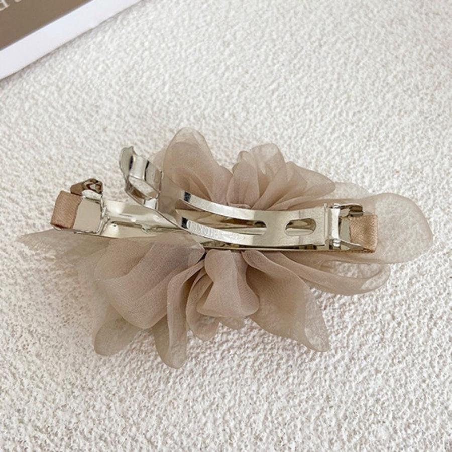 バレッタ シフォン ヘアアクセサリー ゴールド 大人 アレンジ ベージュ ホワイト ブラック 黒 白 | ブランド登録なし | 10