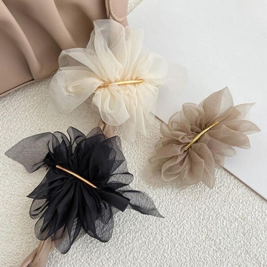 バレッタ シフォン ヘアアクセサリー ゴールド 大人 アレンジ ベージュ ホワイト ブラック 黒 白 | ブランド登録なし | 11
