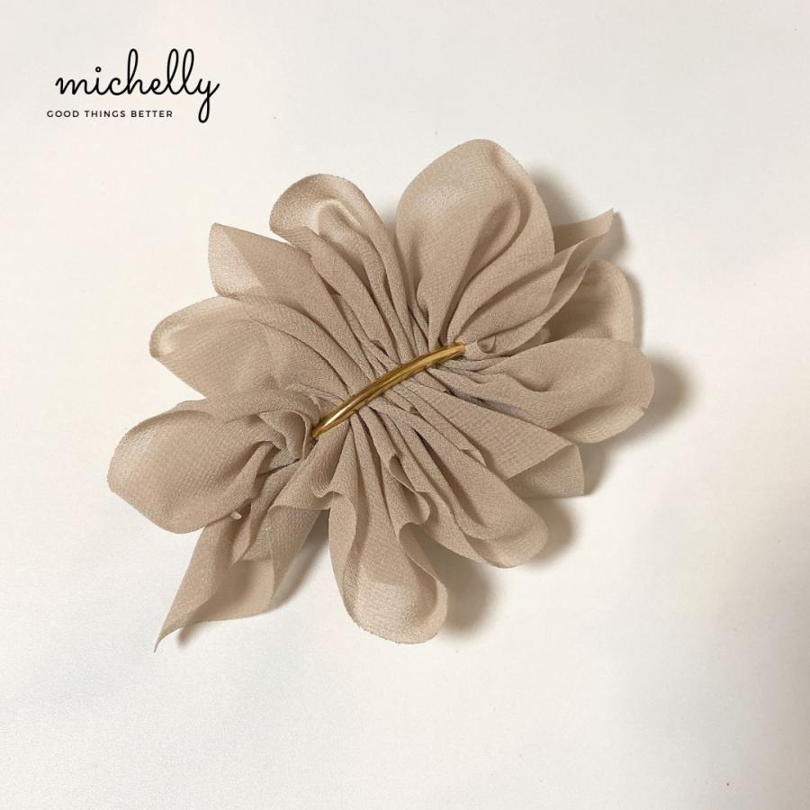 バレッタ シフォン まとめ髪 シンプル ヘアアクセサリー ゴールド ベージュ ホワイト ブラック 黒 白 | ブランド登録なし | 13