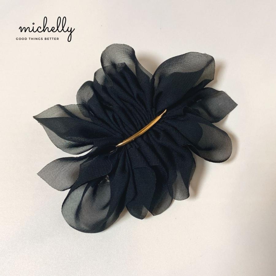 バレッタ シフォン まとめ髪 シンプル ヘアアクセサリー ゴールド ベージュ ホワイト ブラック 黒 白 | ブランド登録なし | 14