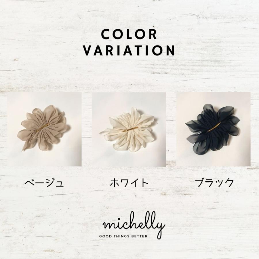 バレッタ シフォン ヘアアクセサリー ゴールド 大人 アレンジ ベージュ ホワイト ブラック 黒 白 | ブランド登録なし | 04