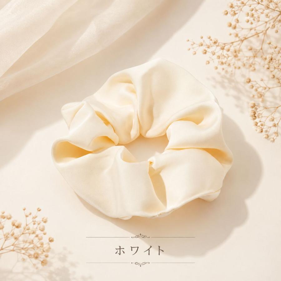 シュシュ サテン 黒 モカ ヘアゴム 艶感 無地 シンプル おしゃれ まとめ髪 簡単 アレンジ | ブランド登録なし | 04