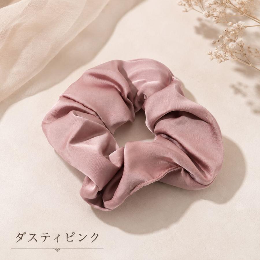 シュシュ サテン 黒 モカ ヘアゴム 艶感 無地 シンプル おしゃれ まとめ髪 簡単 アレンジ | ブランド登録なし | 05