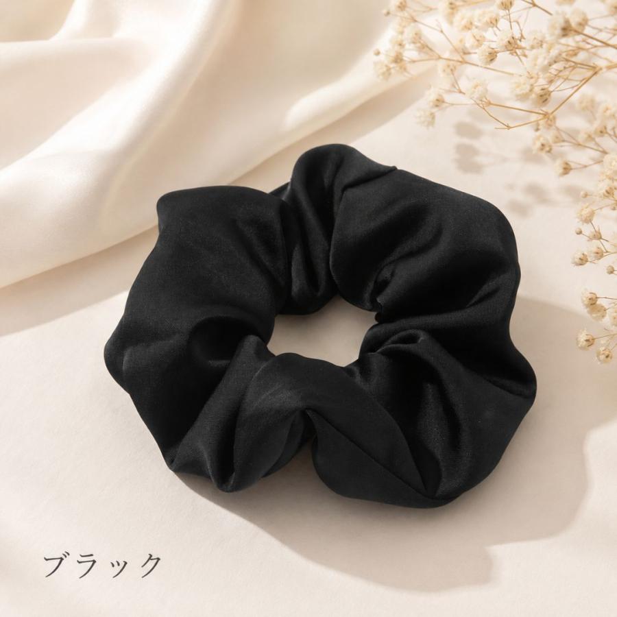 シュシュ サテン 黒 モカ ヘアゴム 艶感 無地 シンプル おしゃれ まとめ髪 簡単 アレンジ | ブランド登録なし | 07