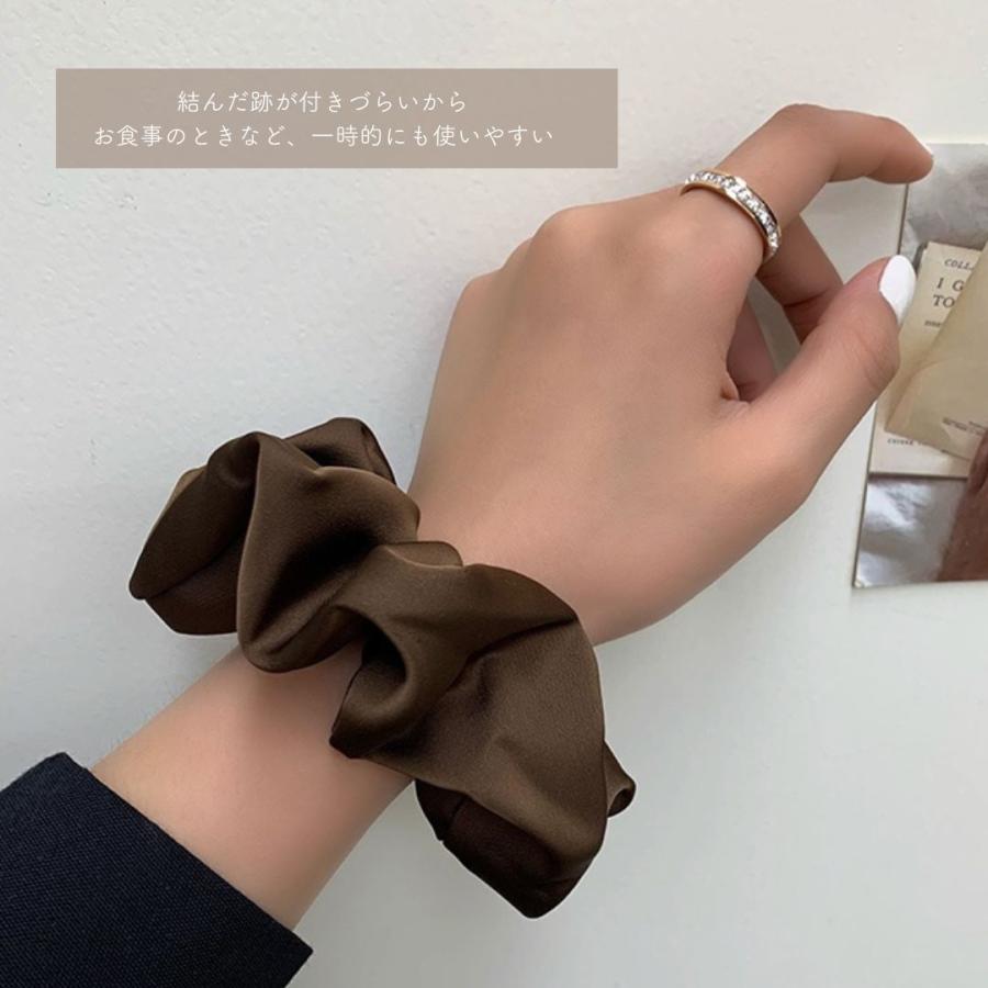 シュシュ サテン 黒 モカ ブラウン ピンク ヘアゴム シンプル おしゃれ まとめ髪 簡単 アレンジ | ブランド登録なし | 10