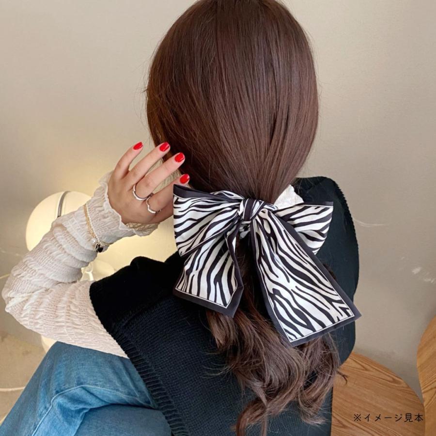 スカーフ ゼブラ リボン ブラック ヘアアクセサリー バッグ レディース きれいめ カジュアル チーフ | ブランド登録なし | 02