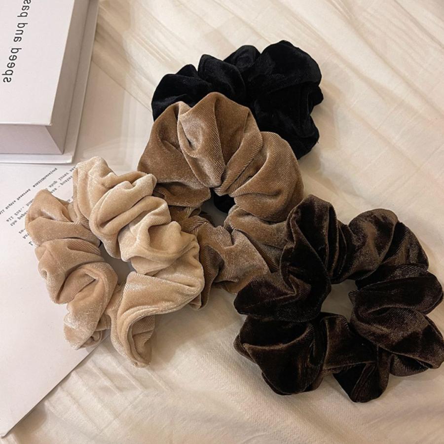 シュシュ ベロア コーデュロイ やわらか ツヤ ヘアゴム かわいい ヘアアレンジ ナチュラル 黒 | ブランド登録なし | 10