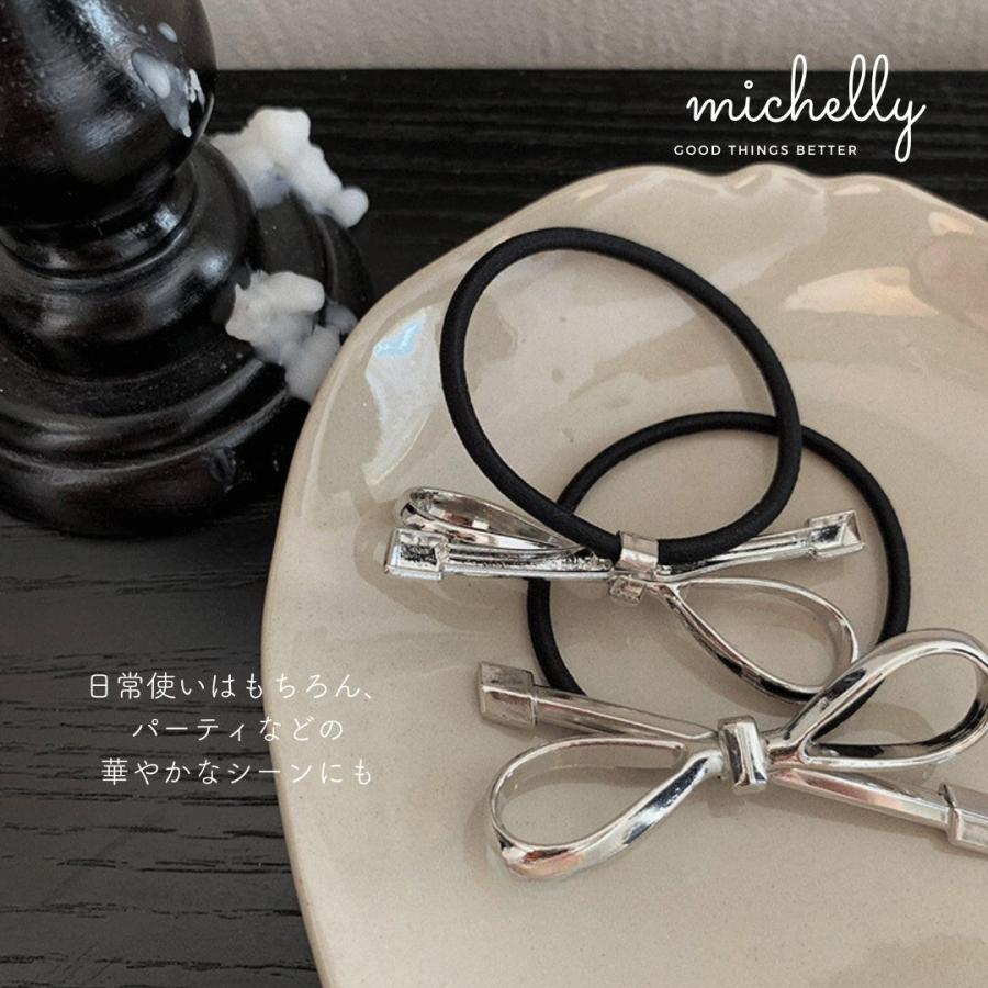 ヘアゴム リボン メタル ヘアアレンジ 大人 まとめ髪 シンプル 黒 ヘアアクセサリー かわいい | ブランド登録なし | 06