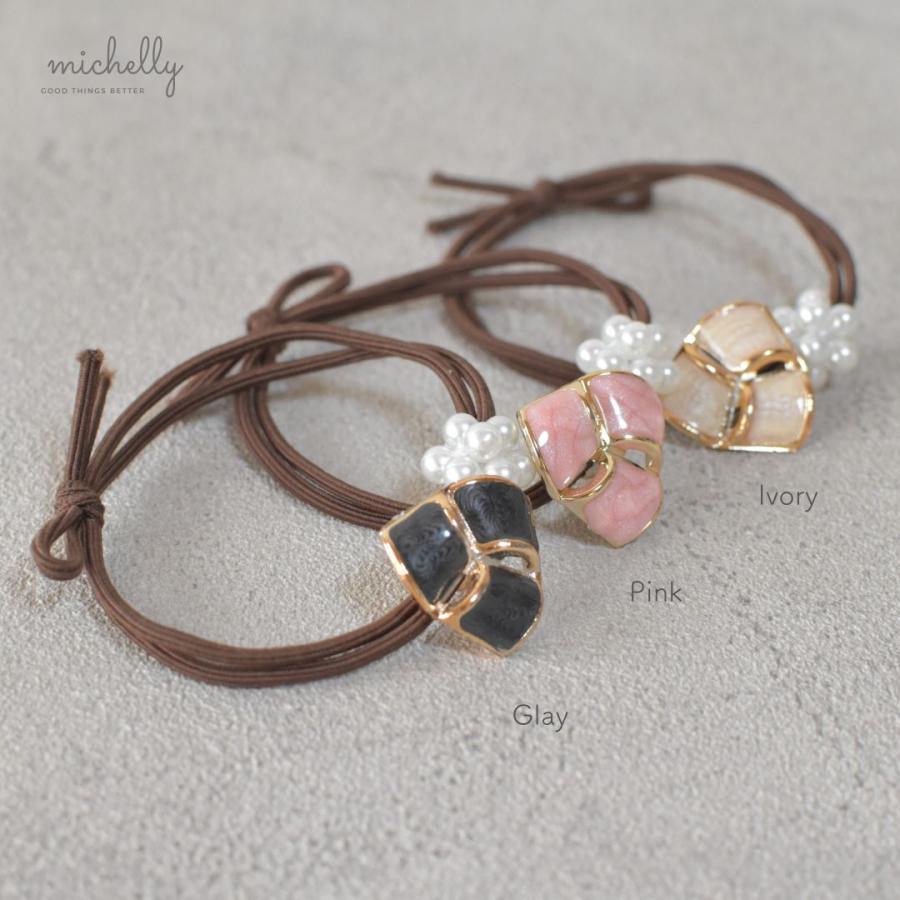 レディース ヘアゴム パール 3本セット シンプル 大人可愛い まとめ髪 ヘアアクセ 髪ゴム プレート | ブランド登録なし | 01