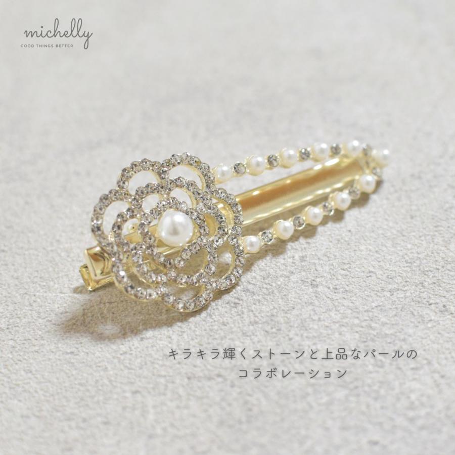 ヘアピン クリップ カメリア シルバー ゴールド パール ストーン クリア かわいい お花 椿 フラワー | ブランド登録なし | 03