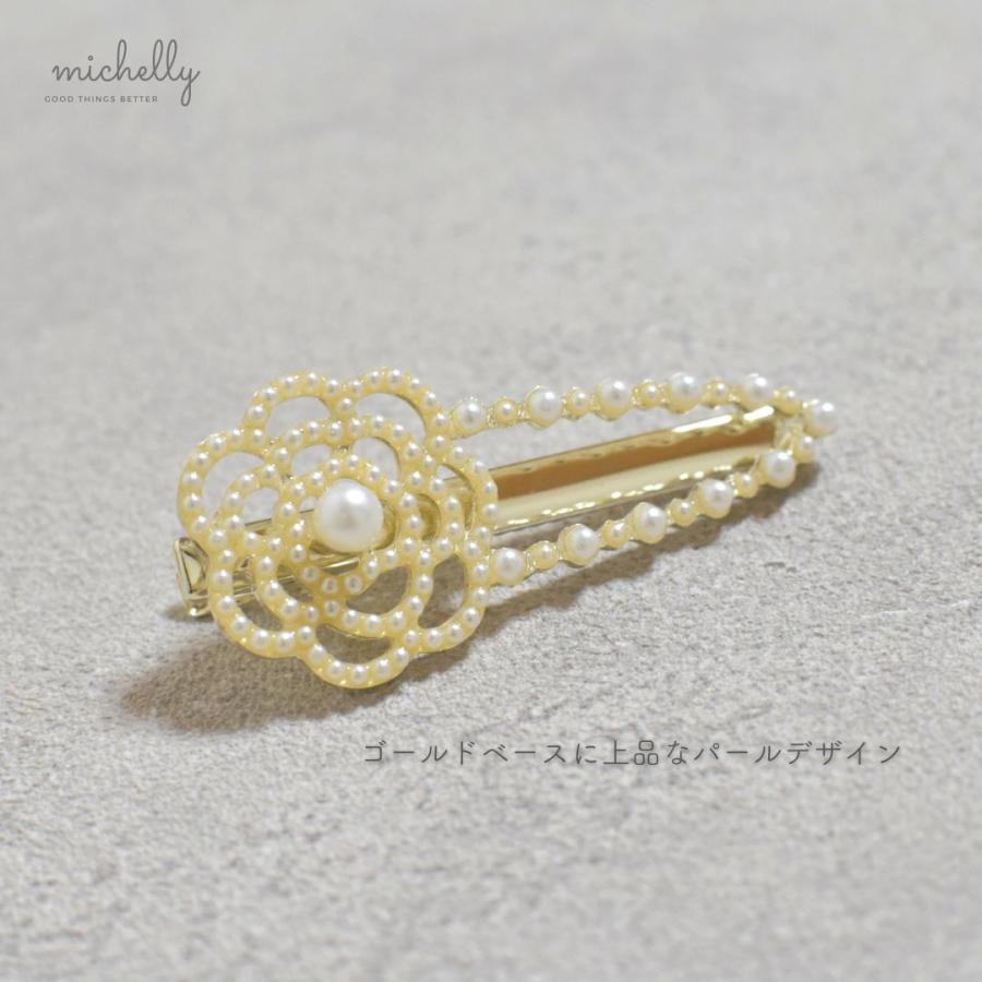 ヘアピン クリップ カメリア シルバー ゴールド パール ストーン クリア かわいい お花 椿 フラワー | ブランド登録なし | 04