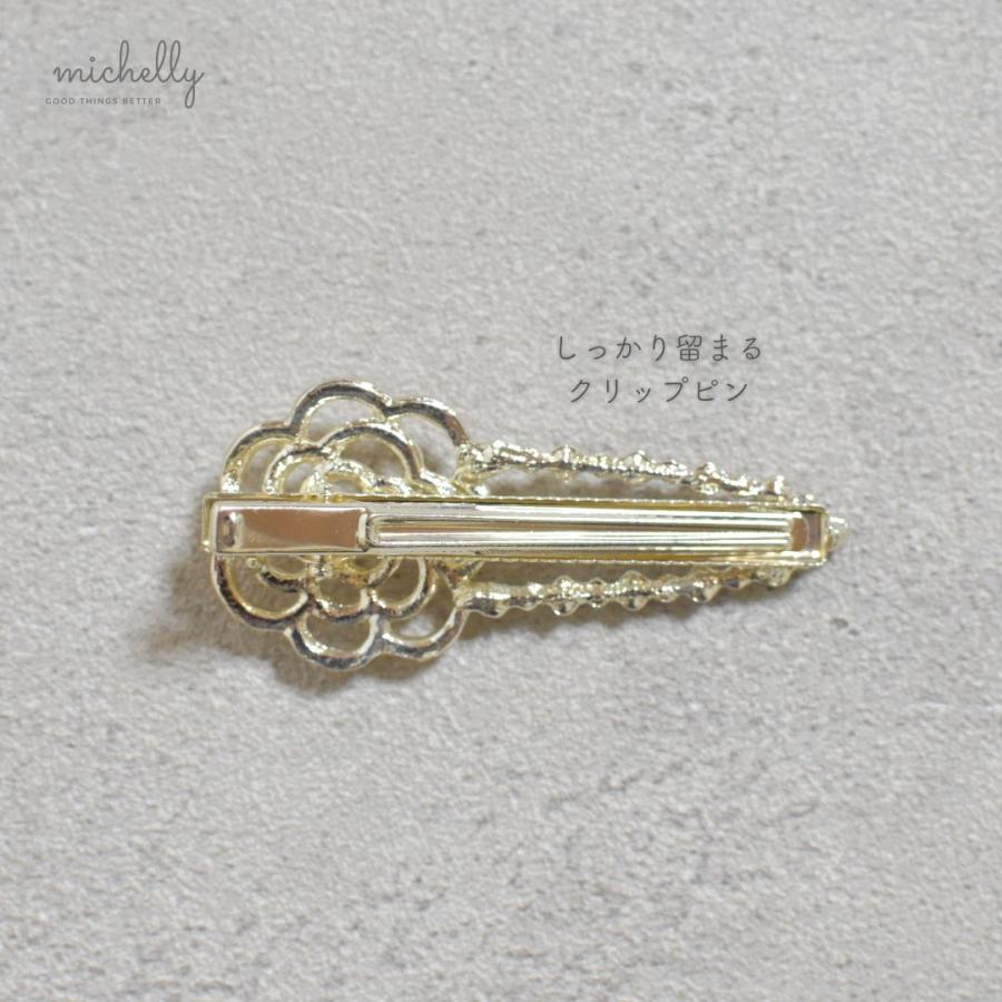 ヘアピン クリップ カメリア シルバー ゴールド パール ストーン クリア かわいい お花 椿 フラワー | ブランド登録なし | 05