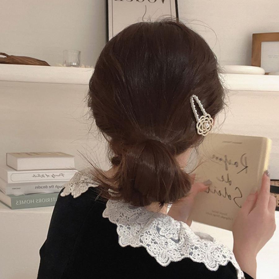 ヘアピン クリップ カメリア シルバー ゴールド パール ストーン クリア かわいい お花 椿 フラワー | ブランド登録なし | 07