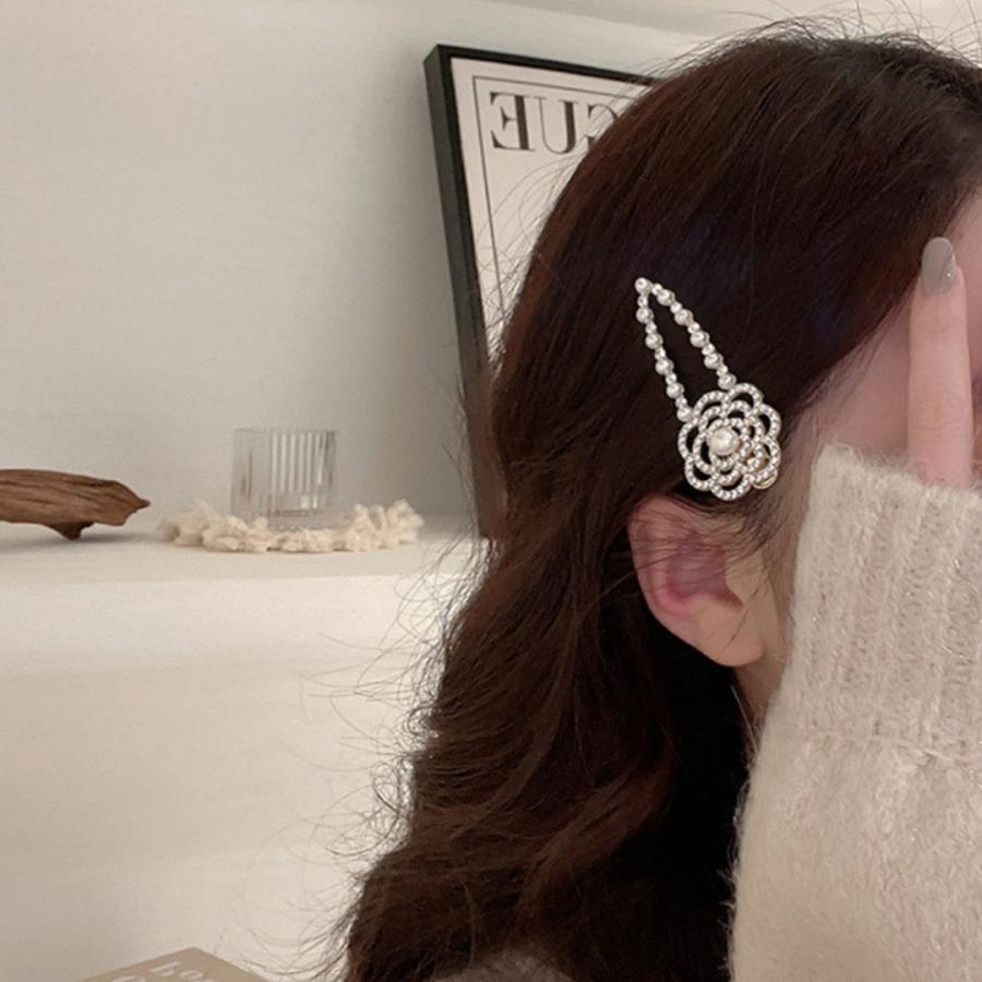ヘアピン クリップ カメリア シルバー ゴールド パール ストーン クリア かわいい お花 椿 フラワー | ブランド登録なし | 08