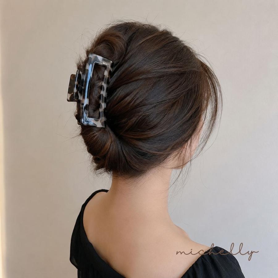 バンスクリップ スクエア べっ甲柄 ヘアクリップ 大きめ ヘアアクセサリー まとめ髪 上品 きれいめ ブラウン グレー | ブランド登録なし | 07