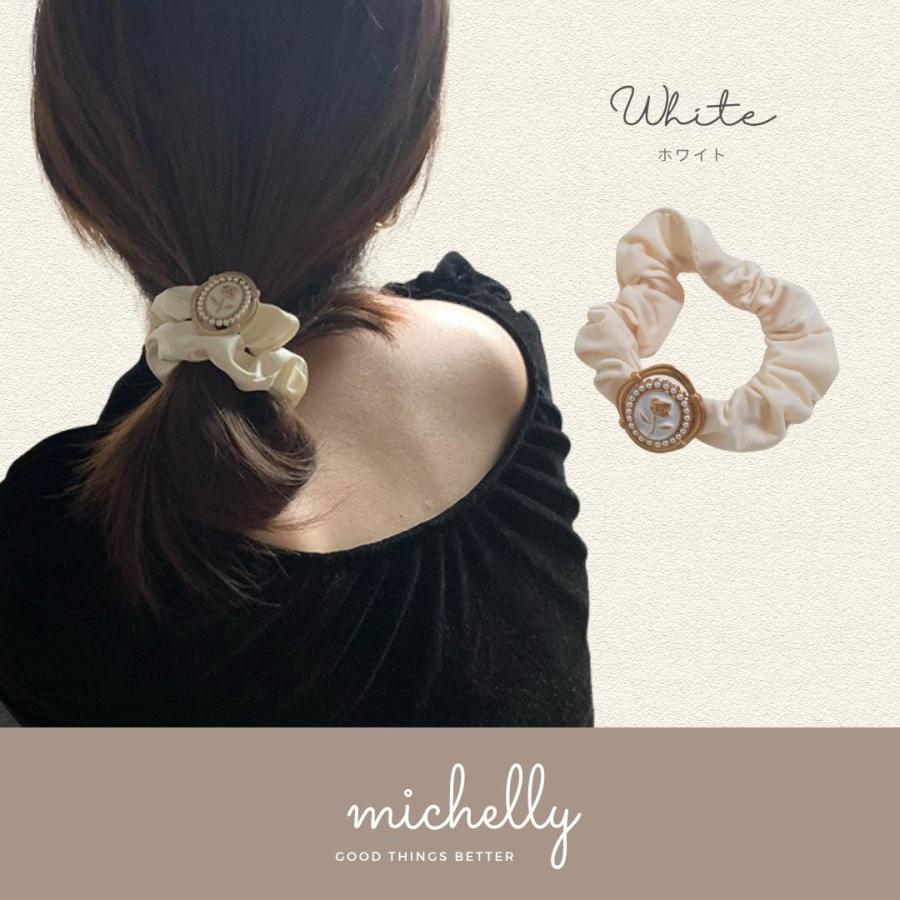 シュシュ プレート アンティーク風 カメオ 黒 白 レトロ 大人 きれいめ ブラック ホワイト パール | ブランド登録なし | 02