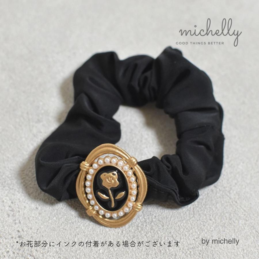 シュシュ プレート アンティーク風 カメオ 黒 白 レトロ 大人 きれいめ ブラック ホワイト パール | ブランド登録なし | 09