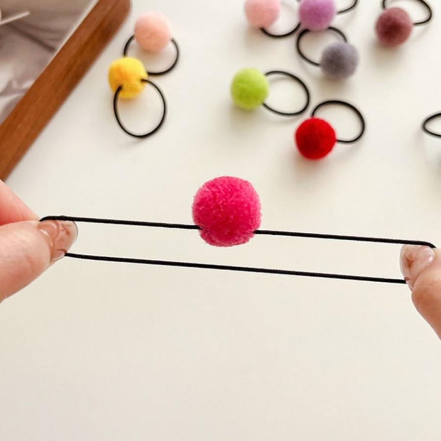 ヘアゴム ボンボン 10本セット 小さめ キッズ かわいい ピンク ピーチ ヘアアクセ 子ども用 | ブランド登録なし | 04